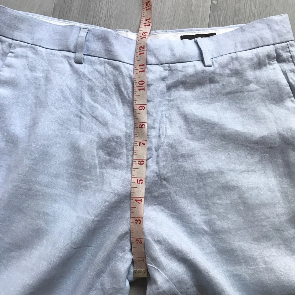 H&M LINEN BLUE DRESS LANTS FLAT FRONT MENS 34